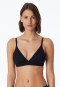 Bra wire-free double rib organic cotton removable pads black - Pure Rib