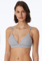 Soutien-gorge sans armature côtelé coton bio coussinets amovibles gris chiné - Pure Rib