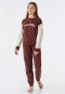 Pyjama long molleton coton bio bords-côtes marron - Teens Nightwear