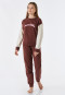 Pigiama lungo in tessuto felpato di cotone biologico con polsini, marrone - Teens Nightwear