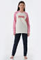 Pajamas long organic cotton cuffs Paris pink - Teens Nightwear