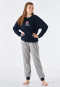 Pajamas long fleece cuffs midnight blue - Teens Nightwear