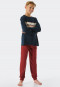 Pajamas long organic cotton cuffs stripes San Francisco midnight blue - Teens Nightwear