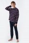 Pyjama lang biologisch katoen gestreept manchetten aubergine - Teens Nightwear