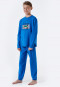 Pigiama lungo in tessuto felpato di cotone biologico con polsini e scritta "Universe", blu - Teens Nightwear