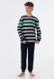 Pyjama long éponge bords-côtes rayures gris chiné - Teens Nightwear
