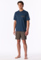 Schlafanzug kurz deep blue gemustert - Comfort Nightwear