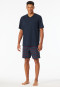 Pyjama court encolure en V poche poitrine bleu marine imprimé - Comfort Essentials