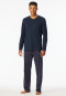 Pyjamas long V-neck chest pocket navy patterned - Comfort Essentials