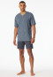 Short pyjamas Organic Cotton V-neck chest pocket graphite chequered - Comfort Nightwear