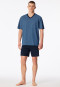 Pyjama korte v-hals borstzak blauw patroon - Comfort Nightwear