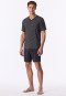 Short Pyjamas with Modal V-Neck Stripes in Graphite - Long Life Soft