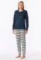 Pigiama lungo con polsini a righe blu scuro - Casual Essentials