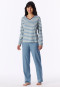 Schlafanzug lang Ringel graublau - Casual Essentials