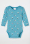 Bodys langarm 2er-Pack Feinripp Ringel hellblau - Natural Love