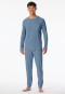 Schlafanzug Doppelripp & Jersey lang Bündchen blau-jaspe - Modern Nightwear