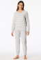 Schlafanzug lang Frottee Bündchen Ringel silbergrau-meliert - Casual Essentials