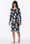 Long-Sleeve Floral Nightshirt, Deep Blue Sea - Comfort Nightwear