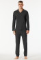 Schlafanzug lang Interlock Polokragen dunkelgrau-meliert - Selected Premium Warming