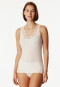 Trägertop Feinripp Nadelzug Spitze off-white - Revival Marie