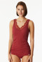 Strap top fine rib needle out structure dark red - Revival Marie