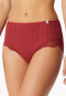 Midi panty fine rib needle out structure lace dark red - Revival Marie