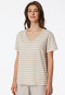 Shirt kurzarm Leinen Biobaumwolle Streifen off-white - Mix+Relax