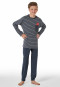 Schlafanzug lang Streifen graphit - Nightwear