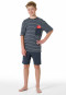 Schlafanzug kurz Streifen graphit - Nightwear