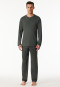 Long pyjamas with button placket dark green - Fine Interlock