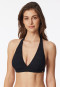Top a triangolo in jersey riciclato a strisce nere - Aqua