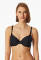 Bikini con strisce riciclate in jersey di conchiglia nero - Aqua