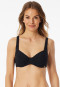 Bikini con ferretto in jersey riciclato a strisce nero - Aqua