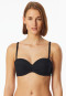 Bandeau bikini top with cup jersey recycled stripes black - aqua