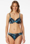 Bikini top met schelp jersey gerecycled palmbomen multicolour - Aqua
