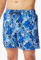 Swim trunks woven fabric recycled flowers multi-colored- Aqua
