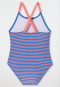 Swimsuit recycled knitwear SPF40+ stripes aqua - Aqua