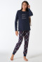 Schlafanzug lang Bündchen Karo nachtblau - Teens Nightwear