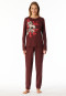 Schlafanzug lang Interlock Blumen burgund - Comfort Interlock