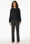 Schlafanzug lang Interlock Ginkgo schwarz - Modern Nightwear