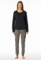 Lange pyjama manchetten Ginkgo zwart - Modern Nightwear