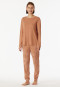 Schlafanzug lang Interlock Bündchen Ginkgo rost - Modern Nightwear