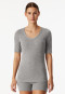 Shirt kurzarm V-Ausschnitt grau-meliert - Premium Warming