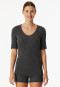 Shirt kurzarm V-Ausschnitt dunkelgrau-meliert - Premium Warming