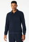 Sweatshirt lange mouwen polokraag ritssluiting nachtblauw - Mix+ Relax