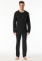 Pyjama lange jacquard knoopsluiting zwart - Modern Nightwear