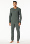 Pyjama long jacquard patte de boutonnage vert foncé - Modern Nightwear