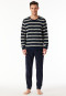 Pyjama lange frottee streepjes nachtblauw - Casual Nightwear