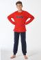 Schlafanzug lang Sweatware Bündchen rot - Teens Nightwear