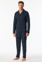 Pyjamas long Interlock midnight blue chequered - Fine Interlock